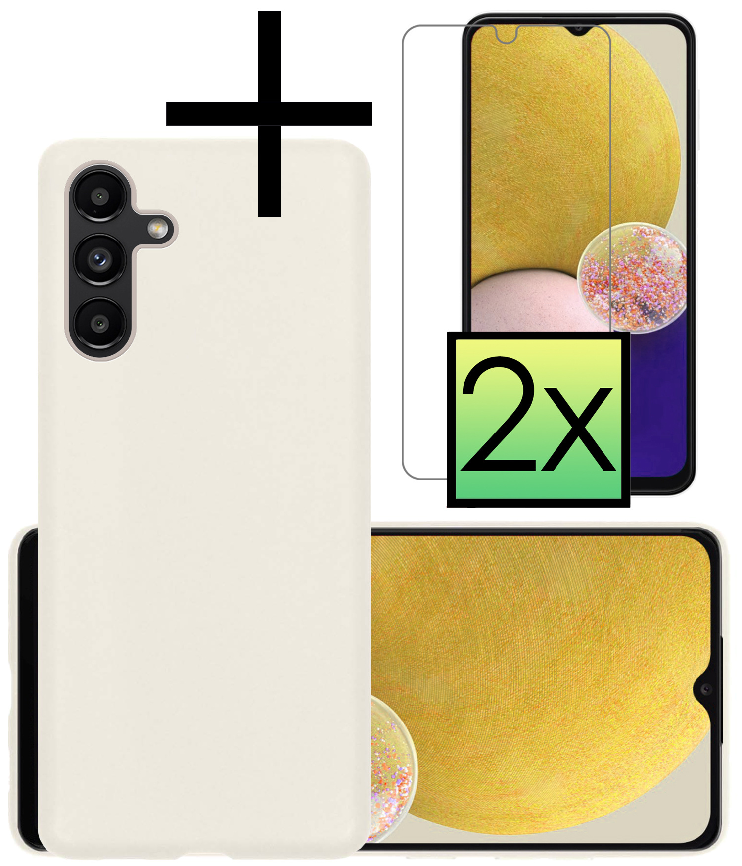 NoXx Hoes Geschikt voor Samsung A13 5G Hoesje Cover Siliconen Back Case Hoes Met 2x Screenprotector - Wit