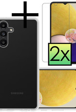 NoXx Hoes Geschikt voor Samsung A13 5G Hoesje Cover Siliconen Back Case Hoes Met 2x Screenprotector - Transparant
