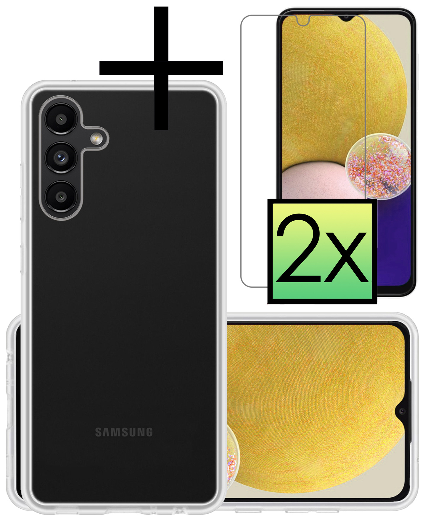 NoXx Hoes Geschikt voor Samsung A13 5G Hoesje Cover Siliconen Back Case Hoes Met 2x Screenprotector - Transparant