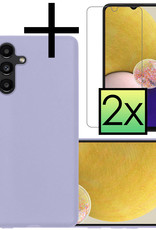 NoXx Hoes Geschikt voor Samsung A13 5G Hoesje Cover Siliconen Back Case Hoes Met 2x Screenprotector - Lila