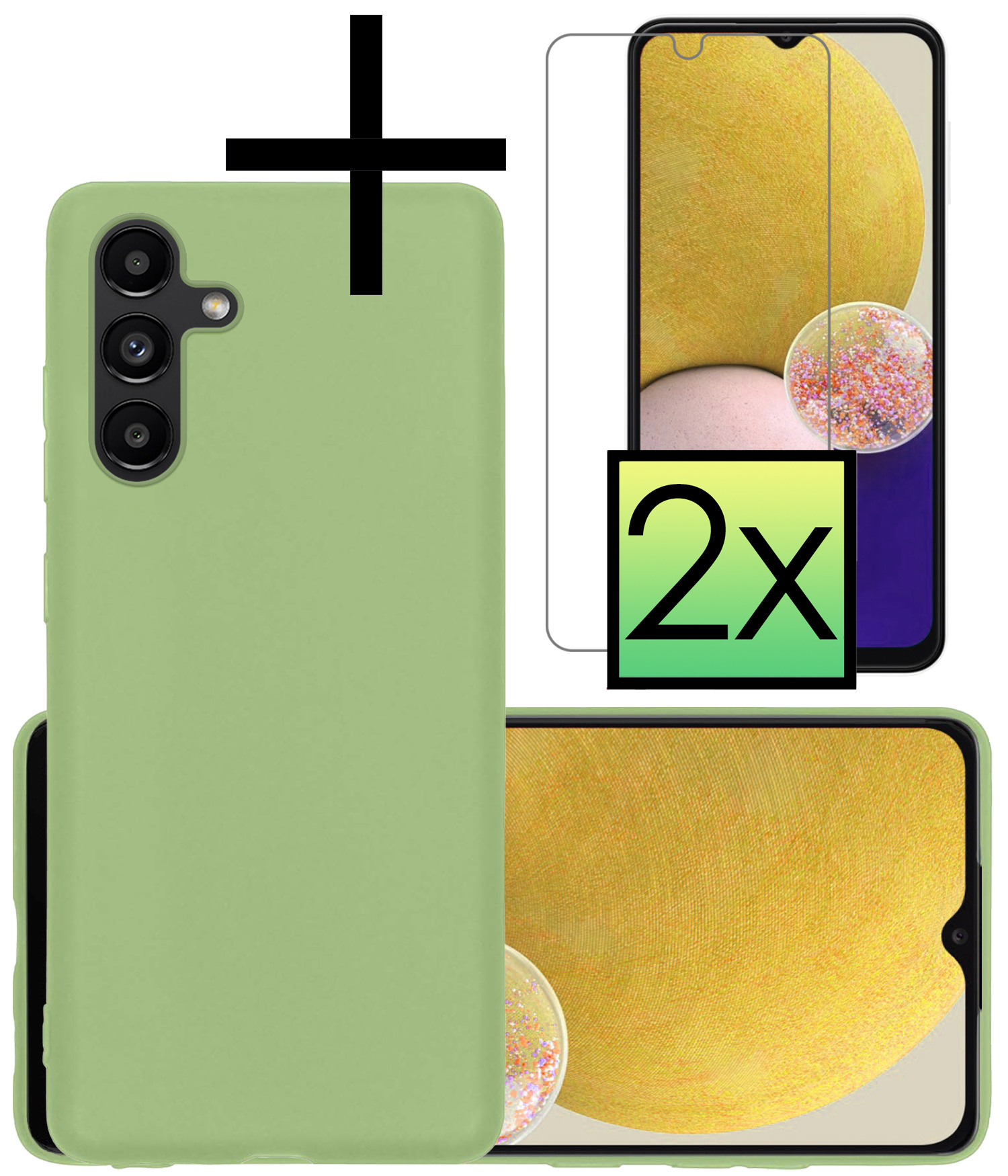 NoXx Hoes Geschikt voor Samsung A13 5G Hoesje Cover Siliconen Back Case Hoes Met 2x Screenprotector - Groen