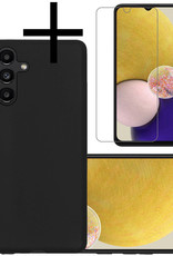 NoXx Hoes Geschikt voor Samsung A13 5G Hoesje Cover Siliconen Back Case Hoes Met Screenprotector - Zwart