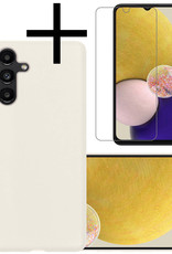 NoXx Hoes Geschikt voor Samsung A13 5G Hoesje Cover Siliconen Back Case Hoes Met Screenprotector - Wit