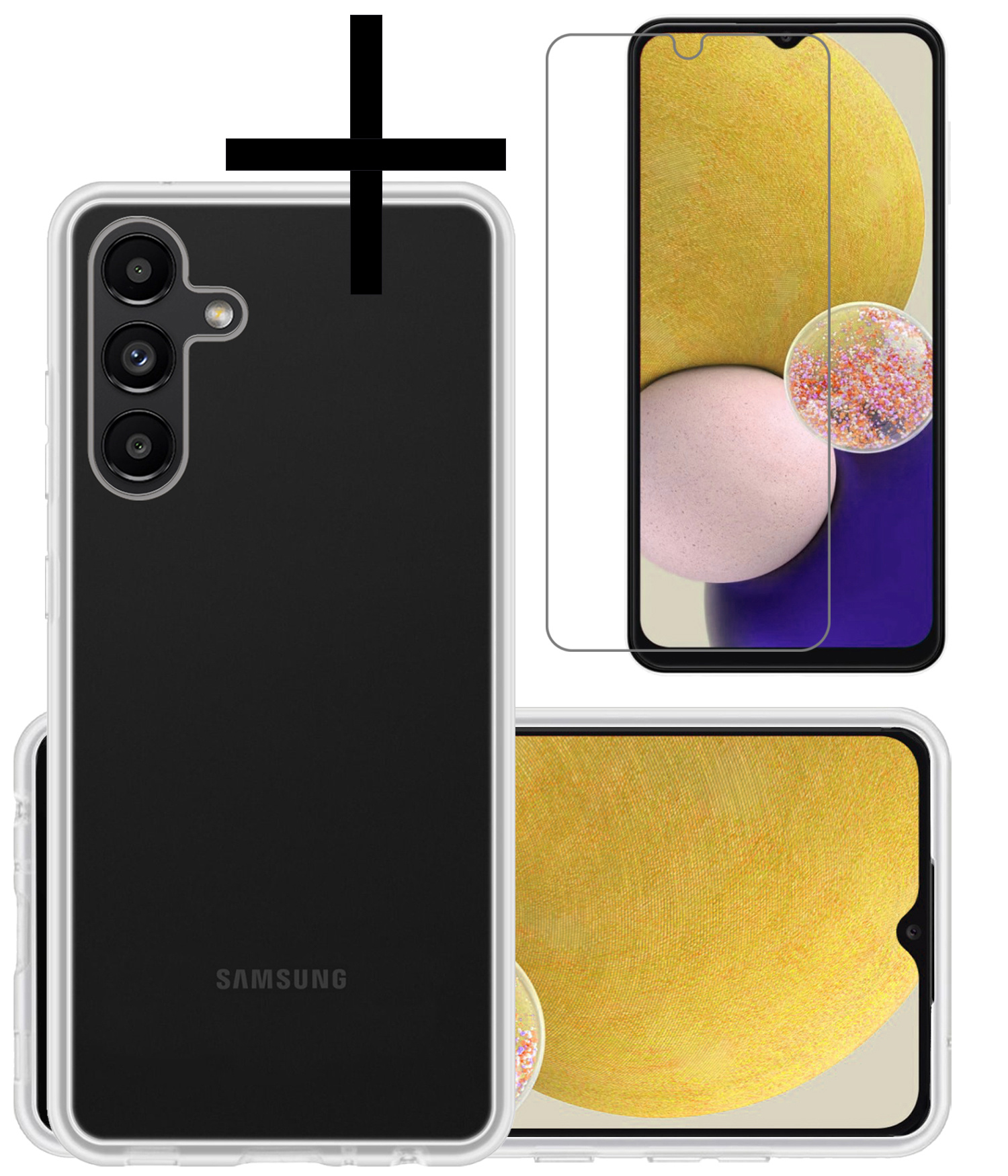 NoXx Hoes Geschikt voor Samsung A13 5G Hoesje Cover Siliconen Back Case Hoes Met Screenprotector - Transparant