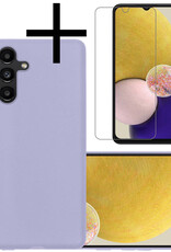 NoXx Hoes Geschikt voor Samsung A13 5G Hoesje Cover Siliconen Back Case Hoes Met Screenprotector - Lila