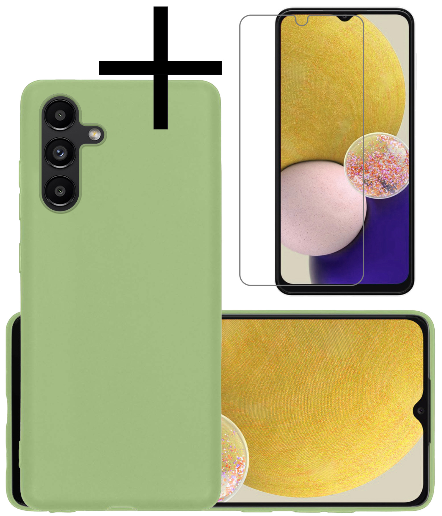 NoXx Hoes Geschikt voor Samsung A13 5G Hoesje Cover Siliconen Back Case Hoes Met Screenprotector - Groen
