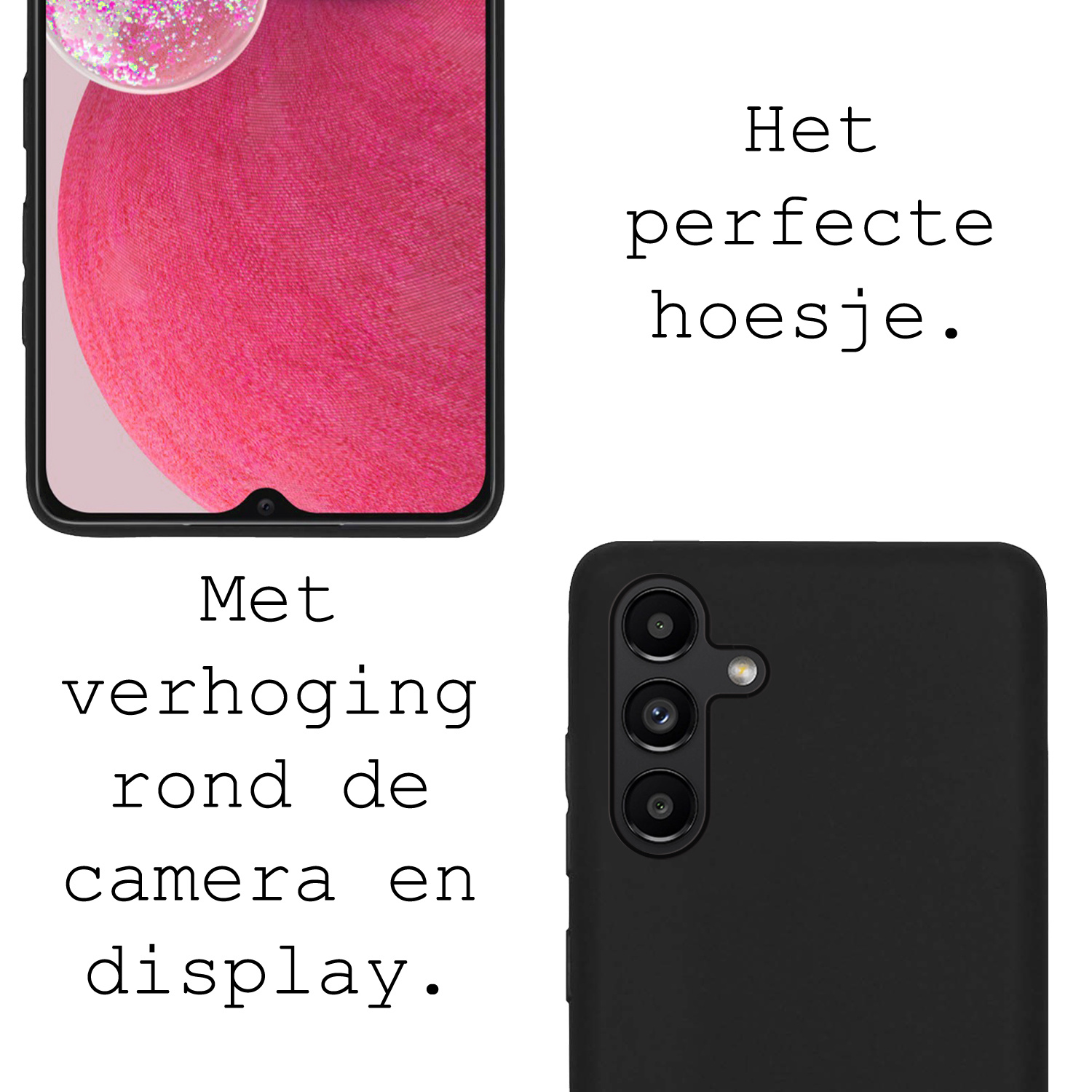 BASEY. Hoes Geschikt voor Samsung A13 5G Hoesje Siliconen Back Cover Case Met 2x Screenprotector - Hoesje Geschikt voor Samsung Galaxy A13 5G Hoes Cover Hoesje - Zwart