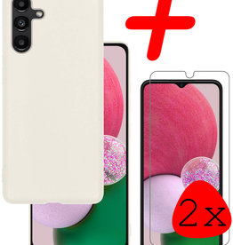 BASEY. BASEY. Samsung Galaxy A13 5G Hoesje Siliconen Met 2x Screenprotector - Wit