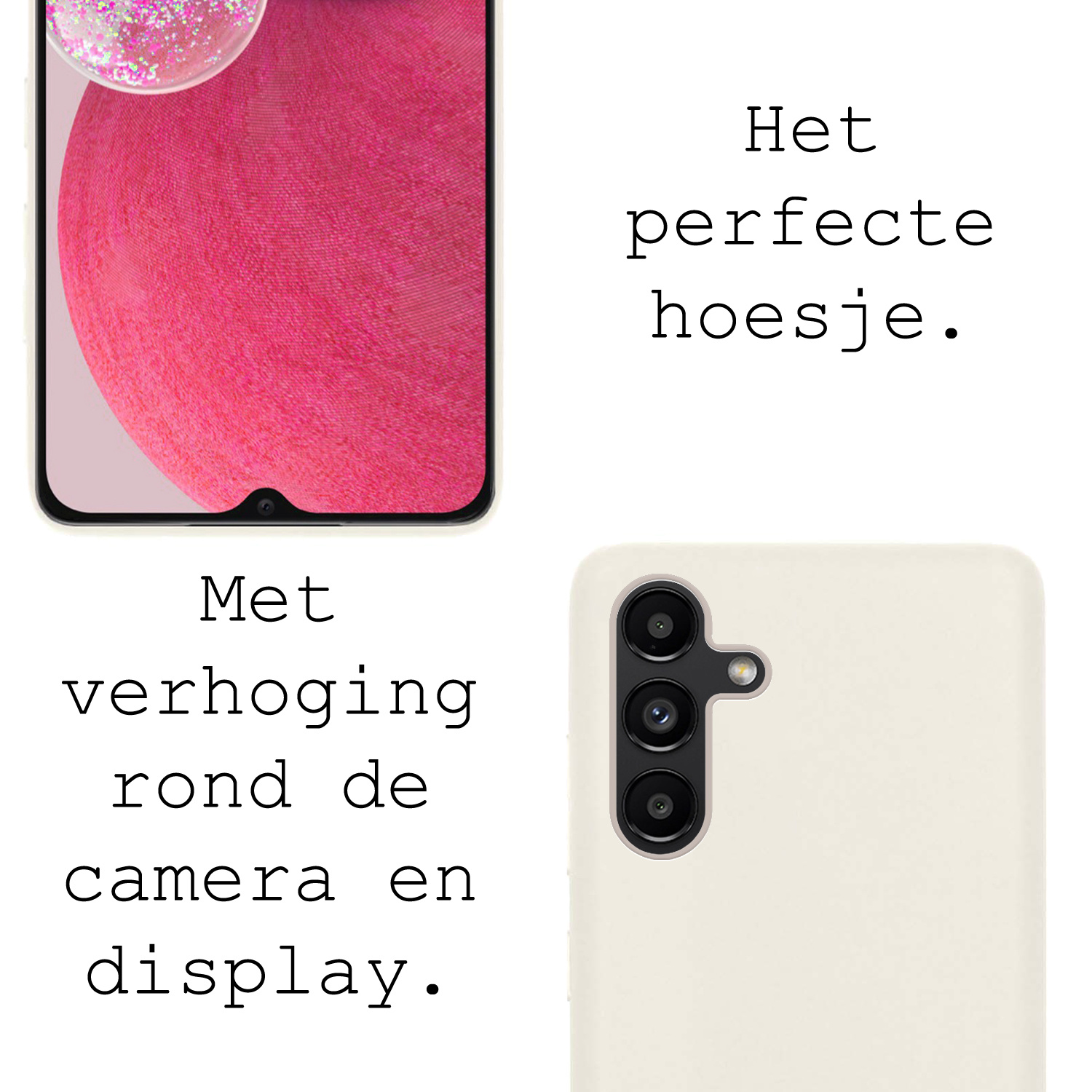 BASEY. Hoes Geschikt voor Samsung A13 5G Hoesje Siliconen Back Cover Case Met 2x Screenprotector - Hoesje Geschikt voor Samsung Galaxy A13 5G Hoes Cover Hoesje - Wit