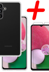 BASEY. Hoes Geschikt voor Samsung A13 5G Hoesje Siliconen Back Cover Case Met Screenprotector - Hoesje Geschikt voor Samsung Galaxy A13 5G Hoes Cover Hoesje - Transparant