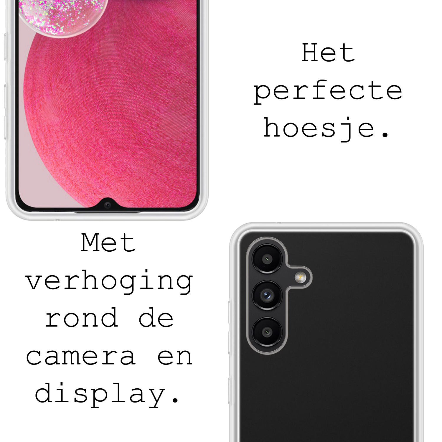 BASEY. Hoes Geschikt voor Samsung A13 5G Hoesje Siliconen Back Cover Case Met Screenprotector - Hoesje Geschikt voor Samsung Galaxy A13 5G Hoes Cover Hoesje - Transparant