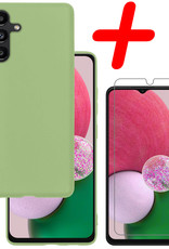 BASEY. Hoes Geschikt voor Samsung A13 5G Hoesje Siliconen Back Cover Case Met Screenprotector - Hoesje Geschikt voor Samsung Galaxy A13 5G Hoes Cover Hoesje - Groen