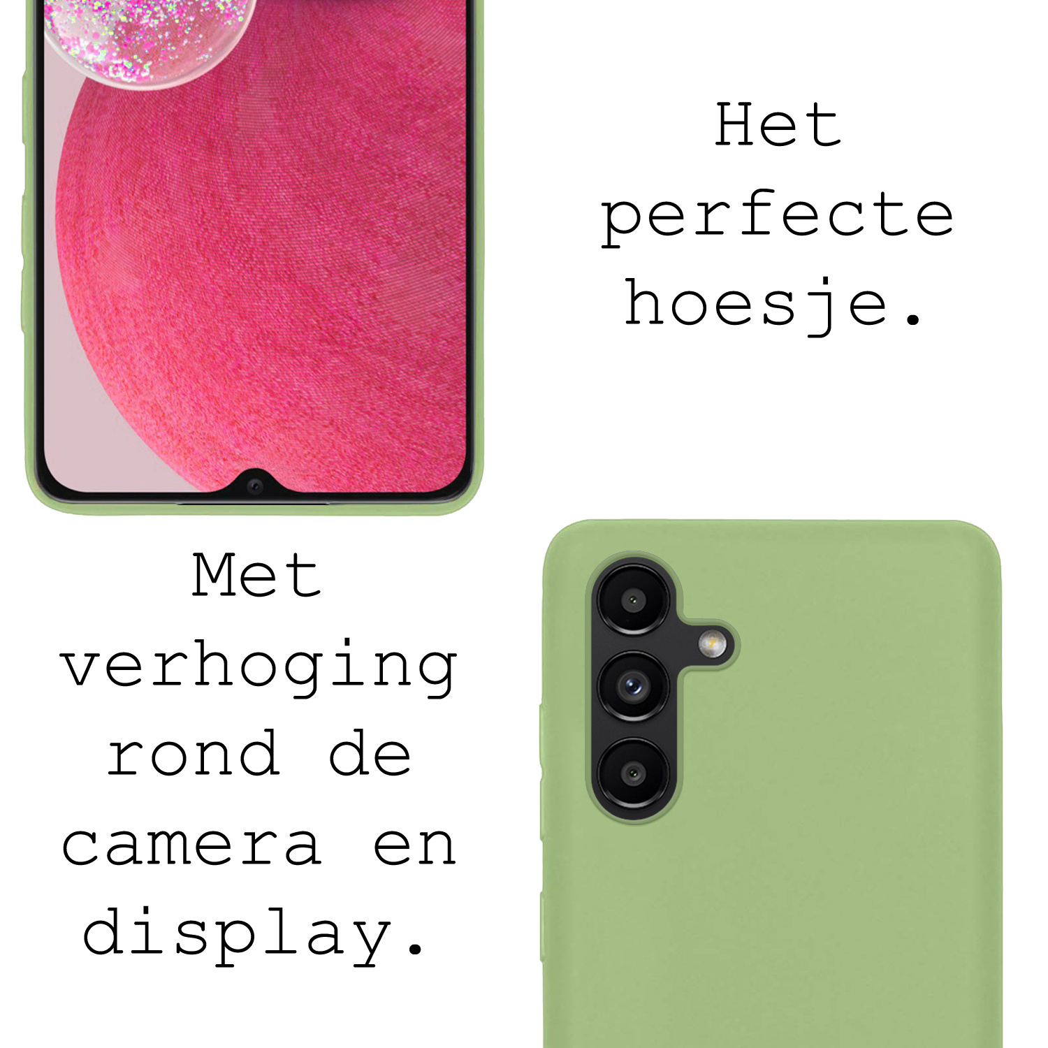BASEY. Hoes Geschikt voor Samsung A13 5G Hoesje Siliconen Back Cover Case Met Screenprotector - Hoesje Geschikt voor Samsung Galaxy A13 5G Hoes Cover Hoesje - Groen