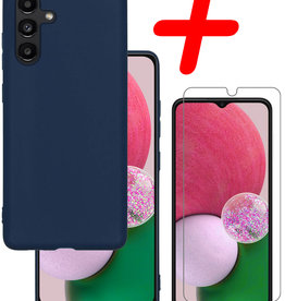 BASEY. BASEY. Samsung Galaxy A13 5G Hoesje Siliconen Met Screenprotector - Donkerblauw