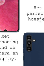 BASEY. Hoes Geschikt voor Samsung A13 5G Hoesje Siliconen Back Cover Case Met Screenprotector - Hoesje Geschikt voor Samsung Galaxy A13 5G Hoes Cover Hoesje - Donkerblauw