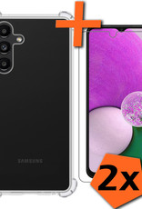 Nomfy Hoesje Geschikt voor Samsung A13 5G Hoesje Shock Proof Cover Case Shockproof Met 2x Screenprotector - Hoes Geschikt voor Samsung Galaxy A13 5G Hoes Siliconen Back Case - Transparant