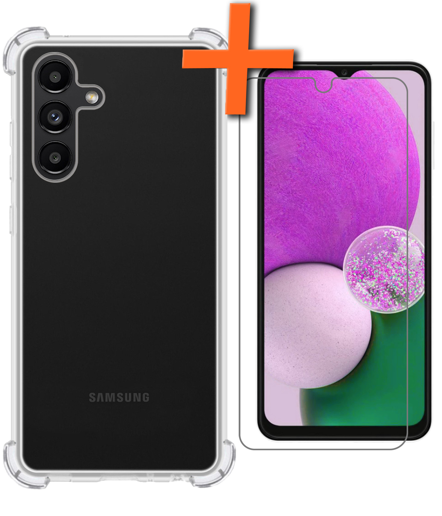 Nomfy Hoesje Geschikt voor Samsung A13 5G Hoesje Shock Proof Cover Case Shockproof Met Screenprotector - Hoes Geschikt voor Samsung Galaxy A13 5G Hoes Siliconen Back Case - Transparant