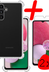 BASEY. Hoes Geschikt voor Samsung A13 5G Hoesje Shock Proof Case Hoes Siliconen Met 2x Screenprotector - Hoesje Geschikt voor Samsung Galaxy A13 5G Hoes Cover Shockproof - Transparant
