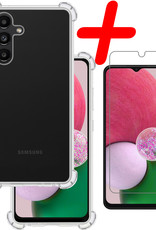 BASEY. Hoes Geschikt voor Samsung A13 5G Hoesje Shock Proof Case Hoes Siliconen Met Screenprotector - Hoesje Geschikt voor Samsung Galaxy A13 5G Hoes Cover Shockproof - Transparant