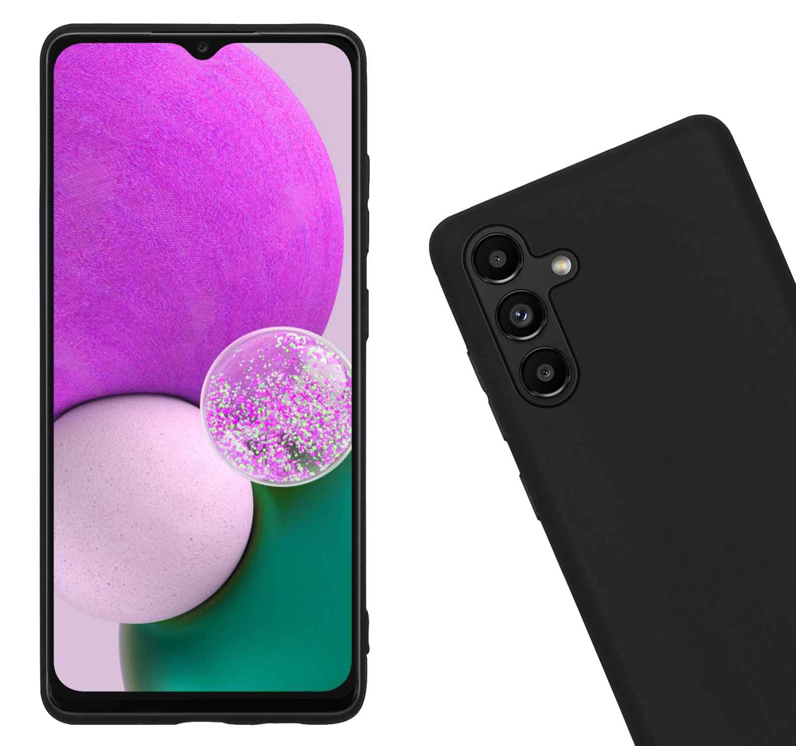 Nomfy Hoesje Geschikt voor Samsung A13 5G Hoesje Siliconen Cover Case - Hoes Geschikt voor Samsung Galaxy A13 5G Hoes Back Case - 2-PACK - Zwart