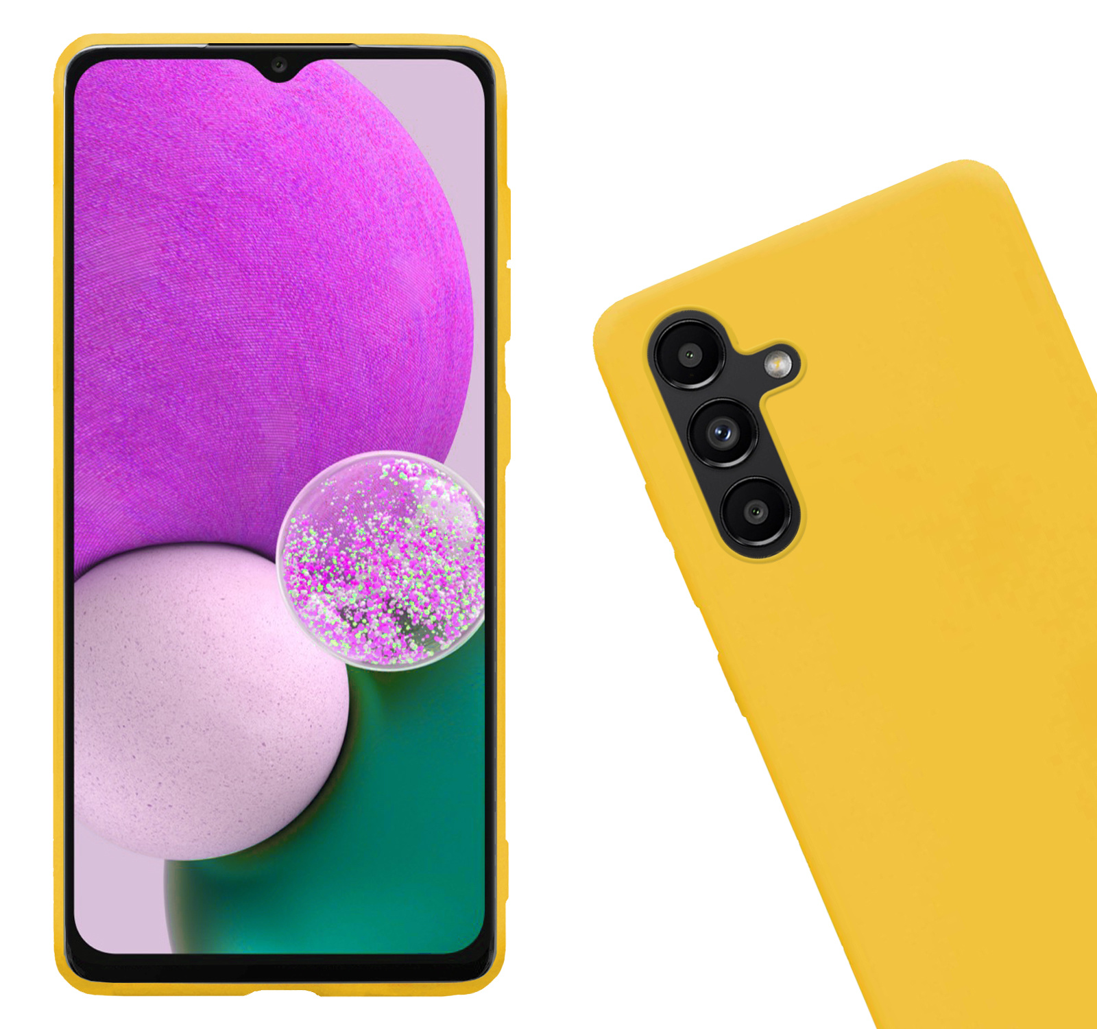 Nomfy Hoesje Geschikt voor Samsung A13 5G Hoesje Siliconen Cover Case - Hoes Geschikt voor Samsung Galaxy A13 5G Hoes Back Case - 2-PACK - Geel