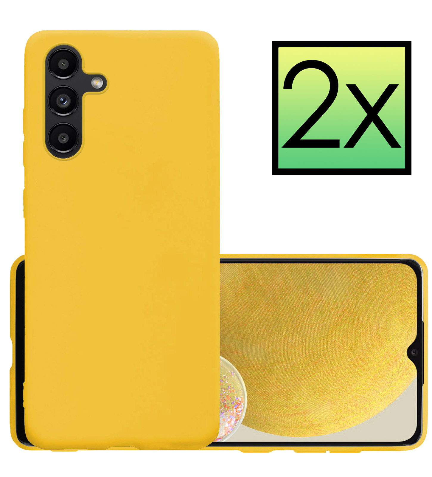 NoXx Hoes Geschikt voor Samsung A13 5G Hoesje Cover Siliconen Back Case Hoes - Geel - 2x