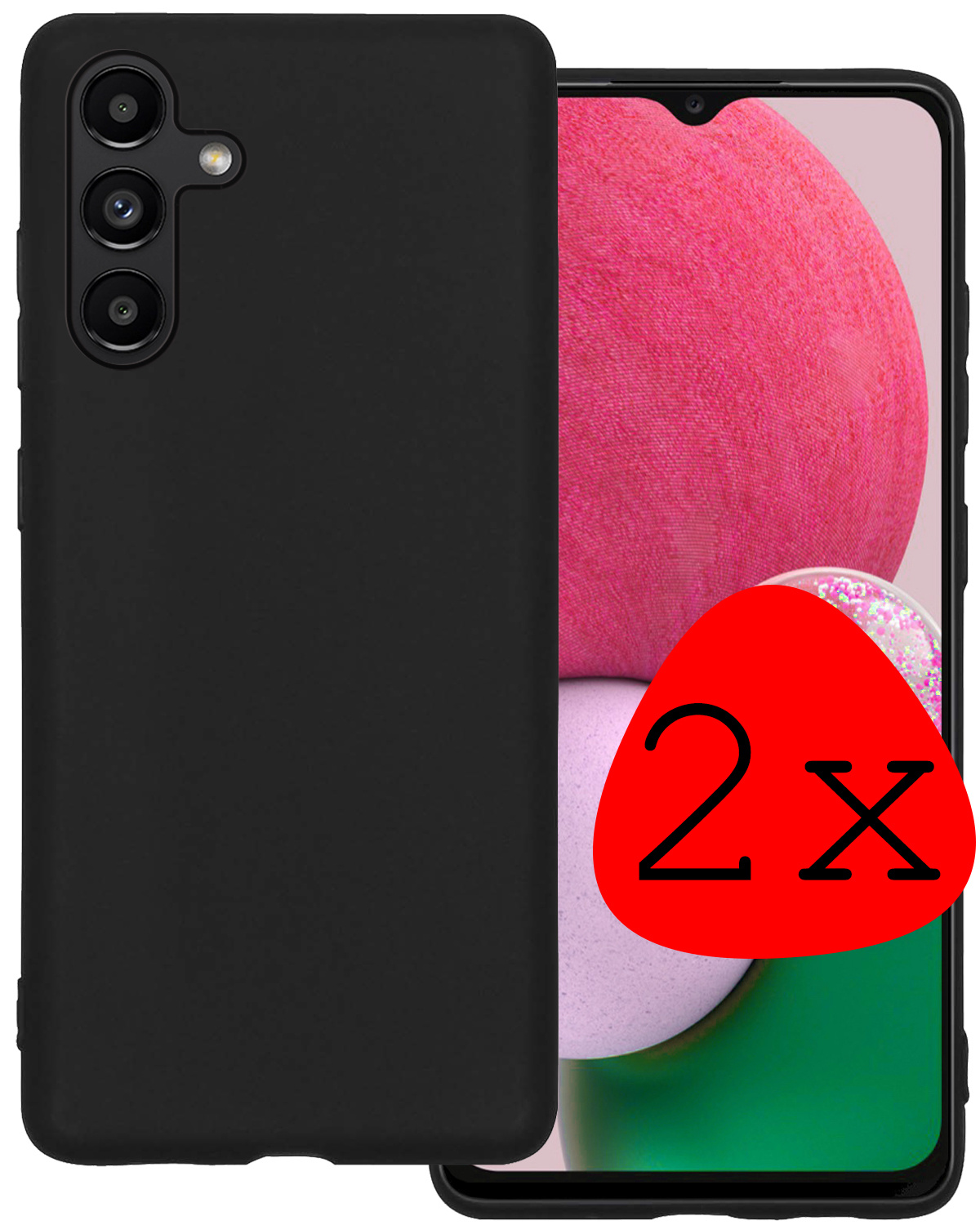 BASEY. Hoes Geschikt voor Samsung A13 5G Hoesje Siliconen Back Cover Case - Hoesje Geschikt voor Samsung Galaxy A13 5G Hoes Cover Hoesje - Zwart - 2 Stuks