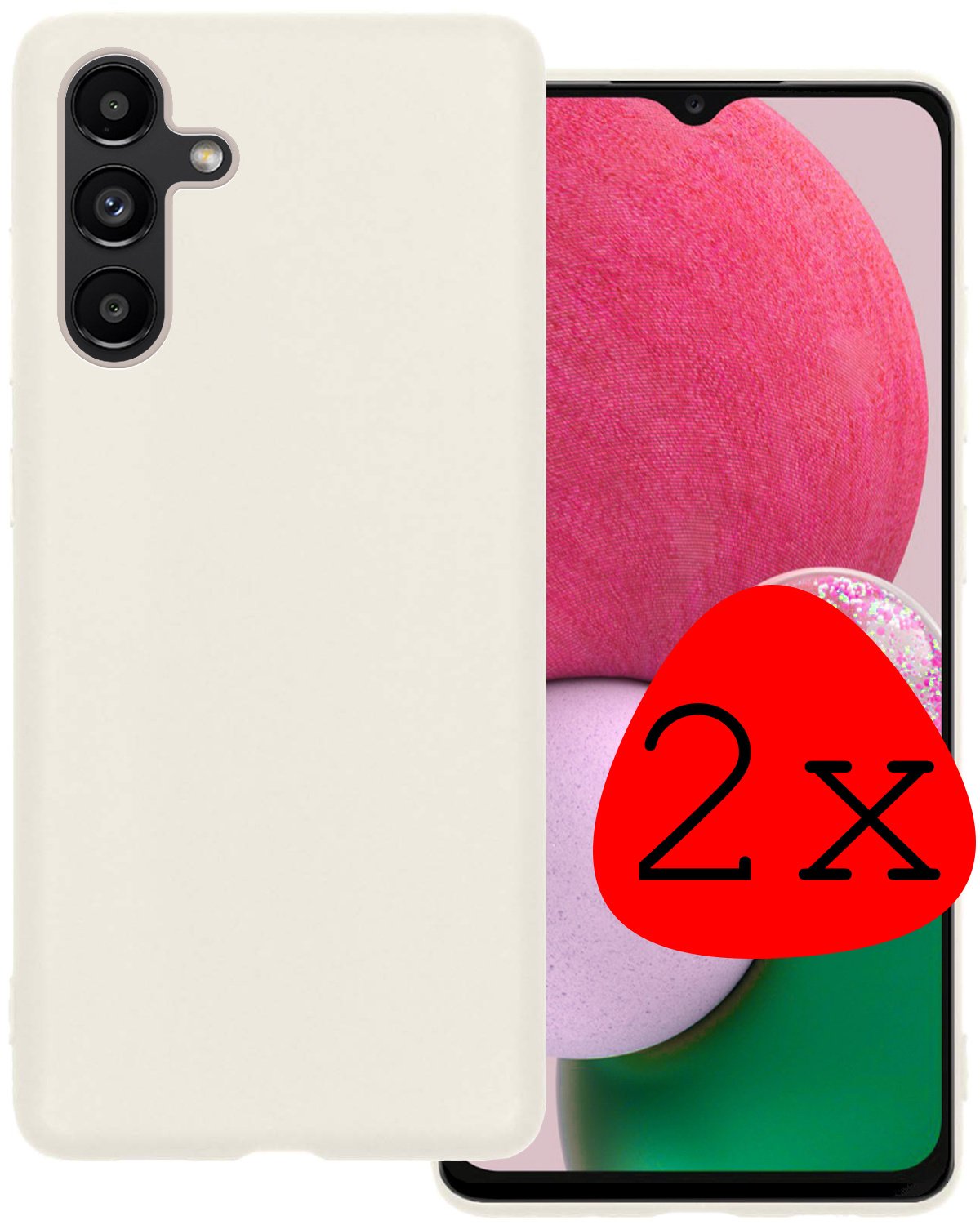 BASEY. Hoes Geschikt voor Samsung A13 5G Hoesje Siliconen Back Cover Case - Hoesje Geschikt voor Samsung Galaxy A13 5G Hoes Cover Hoesje - Wit - 2 Stuks