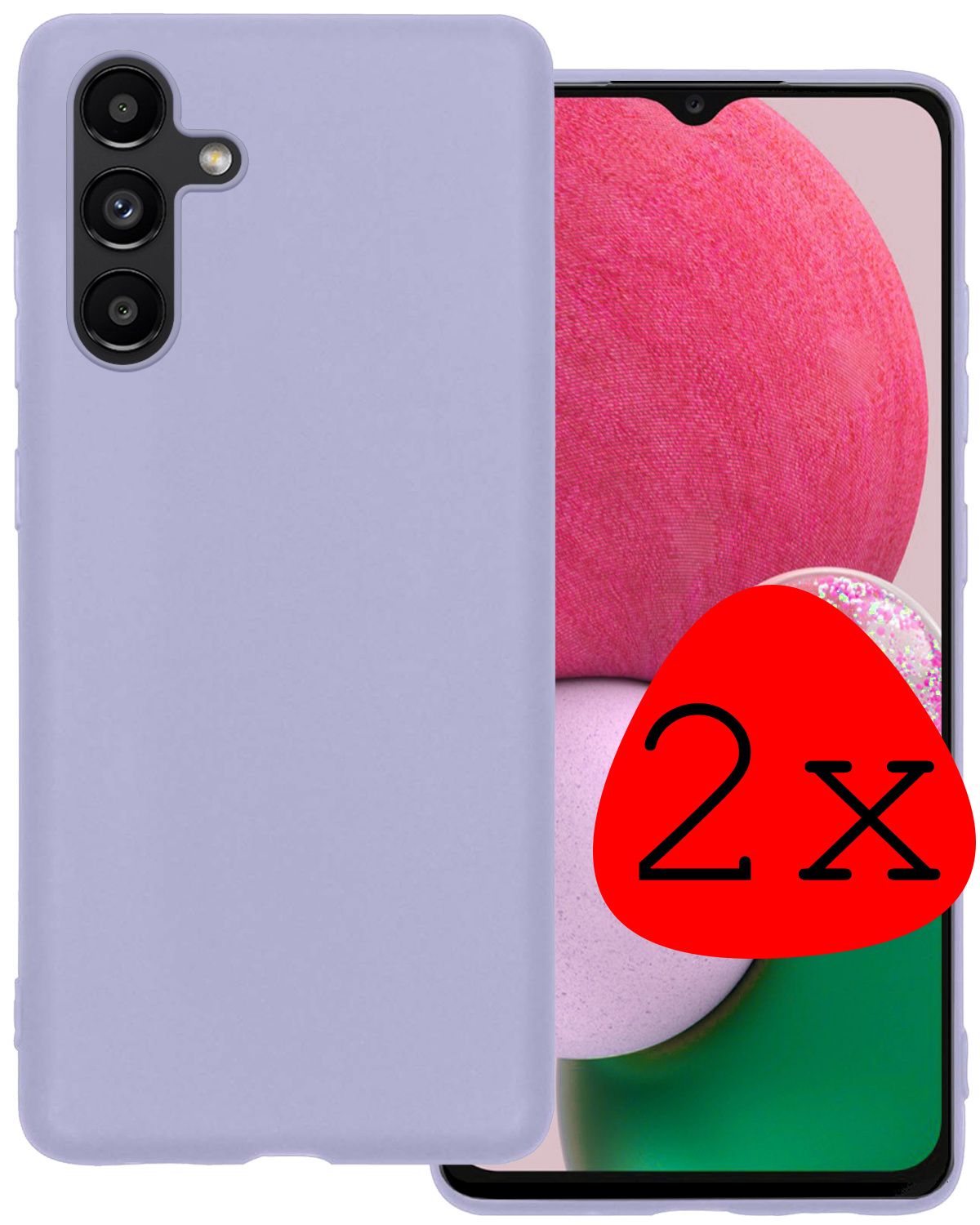 BASEY. Hoes Geschikt voor Samsung A13 5G Hoesje Siliconen Back Cover Case - Hoesje Geschikt voor Samsung Galaxy A13 5G Hoes Cover Hoesje - Lila - 2 Stuks