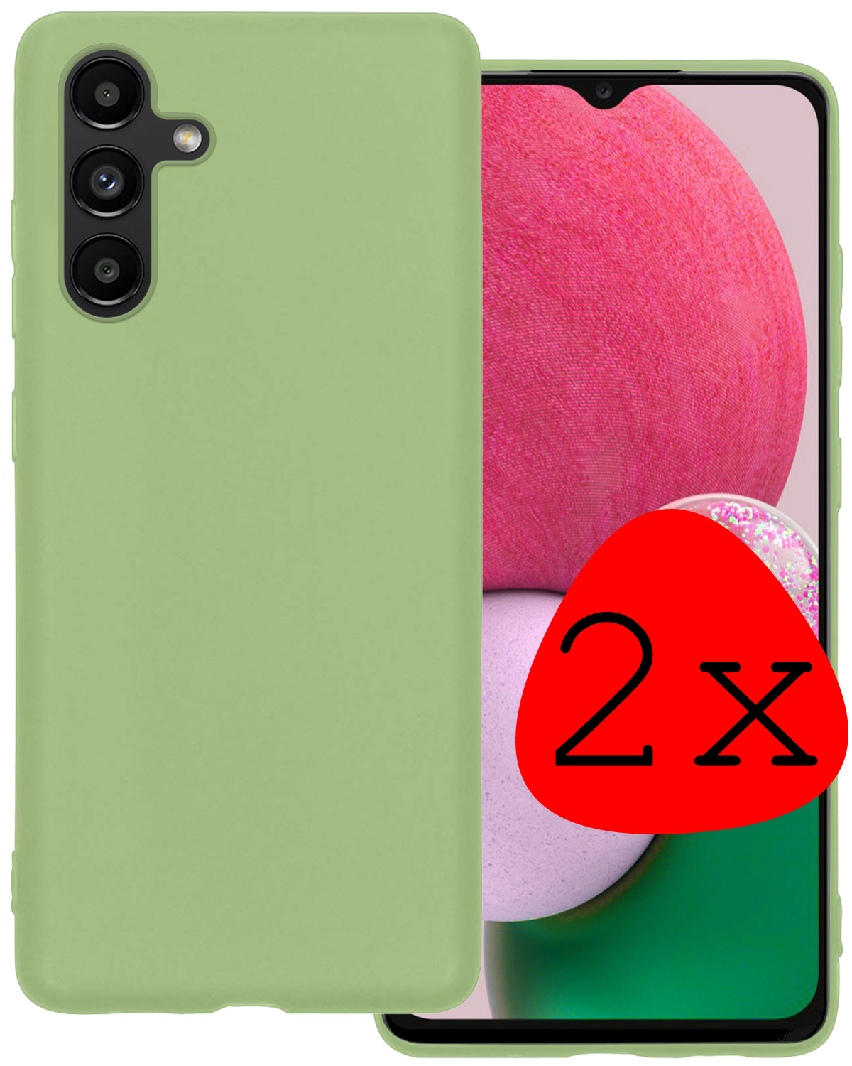 BASEY. Hoes Geschikt voor Samsung A13 5G Hoesje Siliconen Back Cover Case - Hoesje Geschikt voor Samsung Galaxy A13 5G Hoes Cover Hoesje - Groen - 2 Stuks