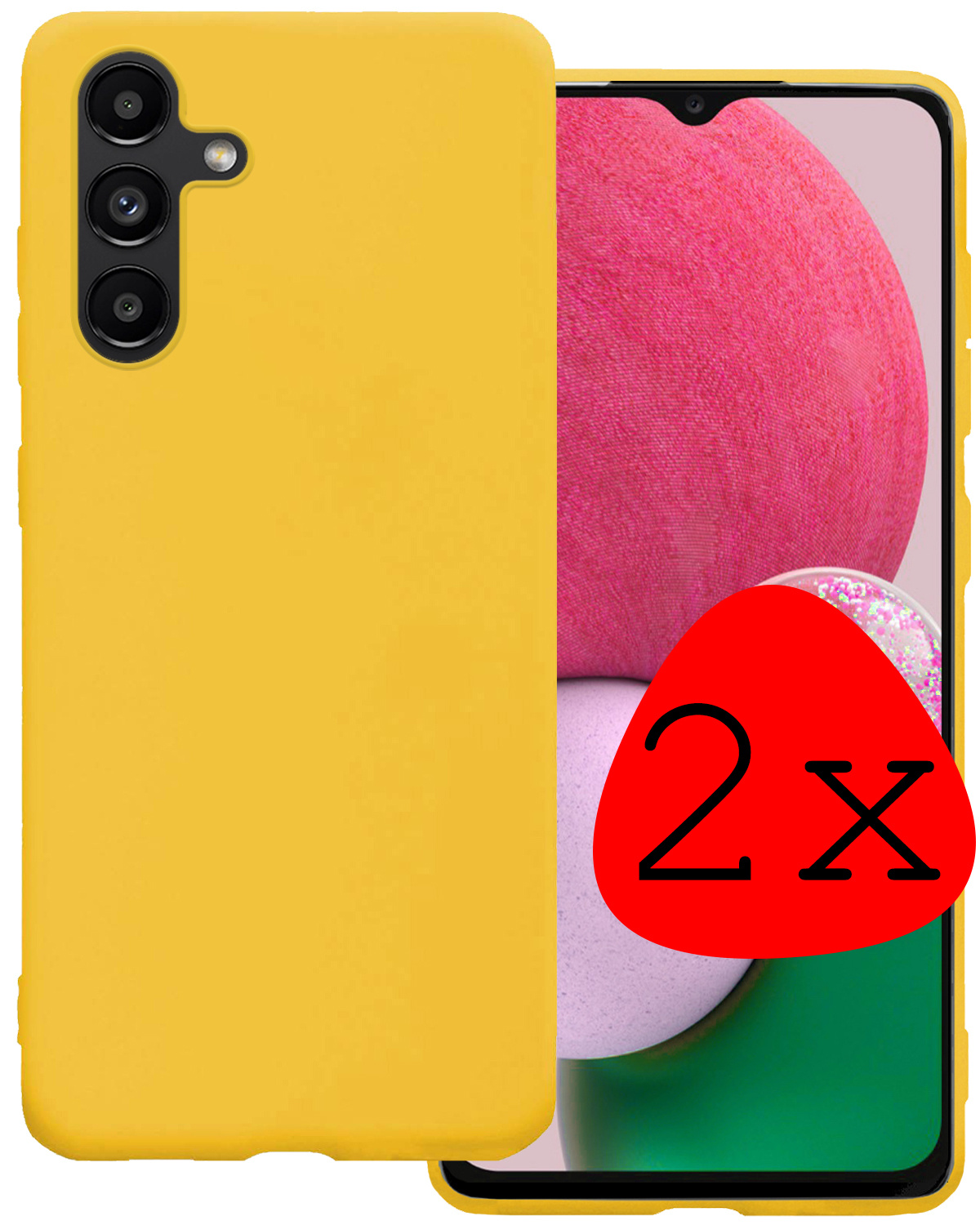 BASEY. Hoes Geschikt voor Samsung A13 5G Hoesje Siliconen Back Cover Case - Hoesje Geschikt voor Samsung Galaxy A13 5G Hoes Cover Hoesje - Geel - 2 Stuks