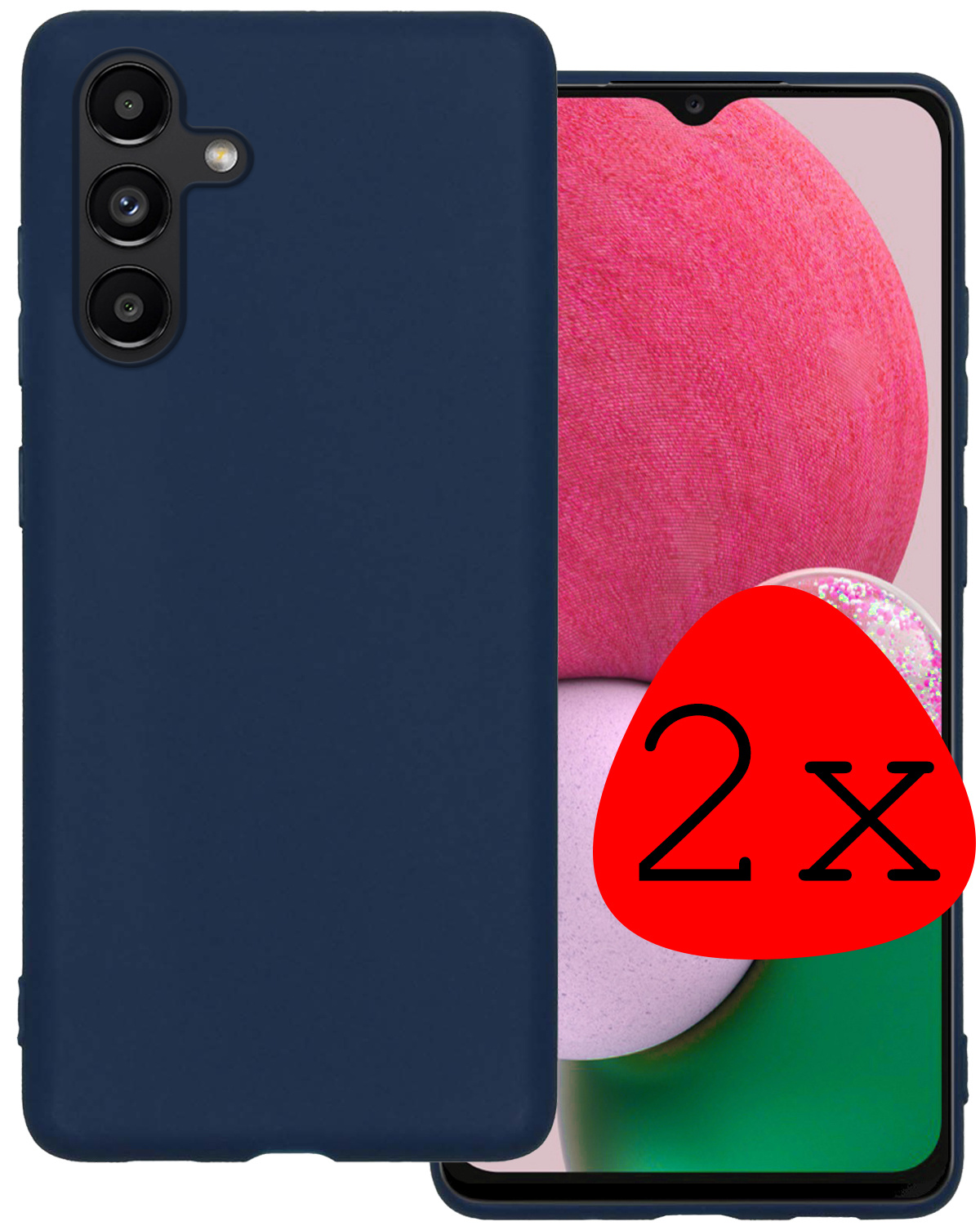BASEY. Hoes Geschikt voor Samsung A13 5G Hoesje Siliconen Back Cover Case - Hoesje Geschikt voor Samsung Galaxy A13 5G Hoes Cover Hoesje - Donkerblauw - 2 Stuks