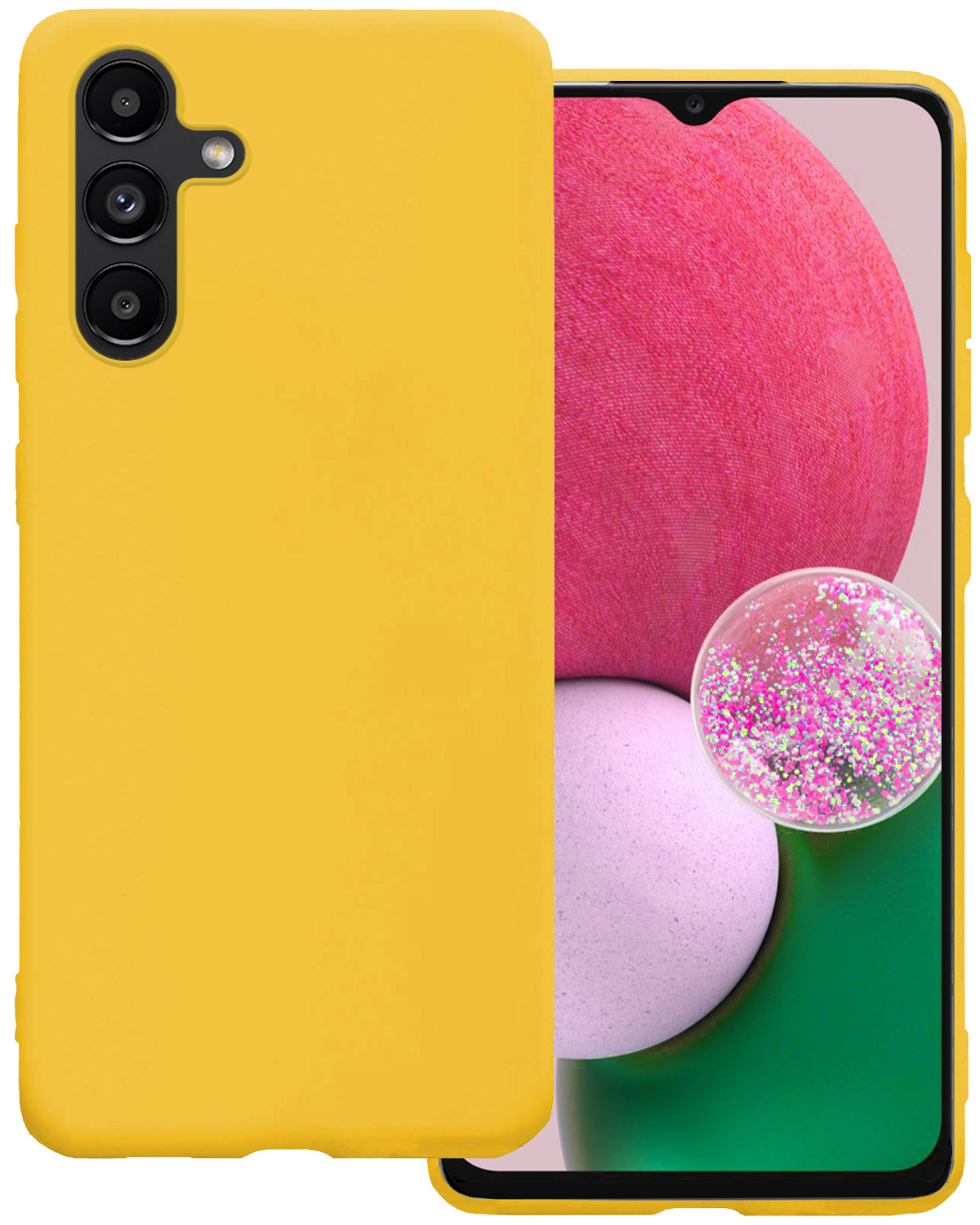 BASEY. Hoes Geschikt voor Samsung A13 5G Hoesje Siliconen Back Cover Case - Hoesje Geschikt voor Samsung Galaxy A13 5G Hoes Cover Hoesje - Geel