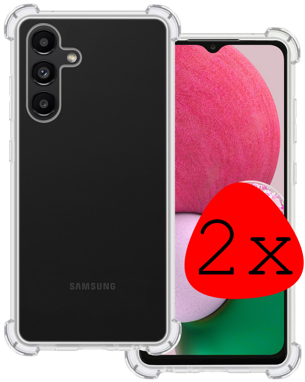 BASEY. Hoes Geschikt voor Samsung A13 5G Hoesje Shock Proof Case Hoes Siliconen - Hoesje Geschikt voor Samsung Galaxy A13 5G Hoes Cover Shockproof - Transparant - 2 Stuks
