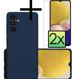 NoXx NoXx Samsung Galaxy A13 5G Hoesje Siliconen Met 2x Screenprotector - Donkerblauw