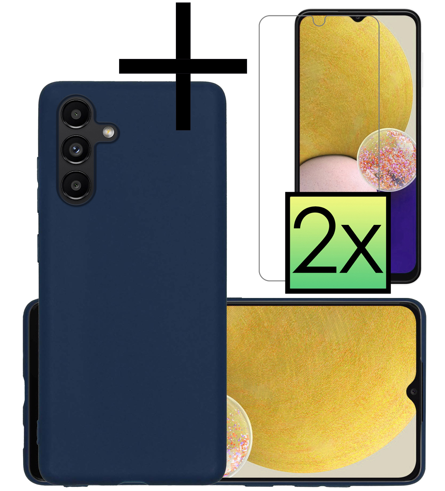 NoXx Hoes Geschikt voor Samsung A13 5G Hoesje Cover Siliconen Back Case Hoes Met 2x Screenprotector - Donkerblauw