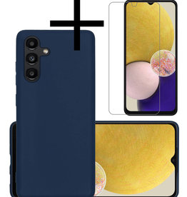 NoXx NoXx Samsung Galaxy A13 5G Hoesje Siliconen Met Screenprotector - Donkerblauw