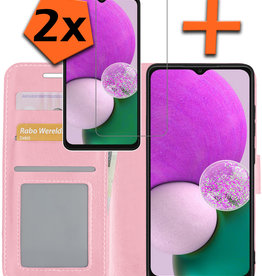 Nomfy Nomfy Samsung Galaxy A13 5G Hoesje Bookcase Lichtroze Met 2x Screenprotector