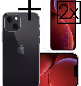 NoXx NoXx iPhone 13 Hoesje Siliconen Met 2x Screenprotector Met Dichte Notch - Transparant