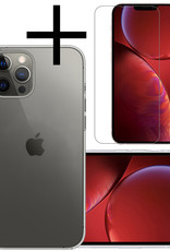 NoXx Hoes Geschikt voor iPhone 13 Pro Max Hoesje Cover Siliconen Back Case Hoes Met Screenprotector - Transparant