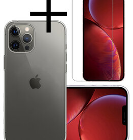 NoXx NoXx iPhone 13 Pro Max Hoesje Siliconen Met Screenprotector Met Dichte Notch - Transparant