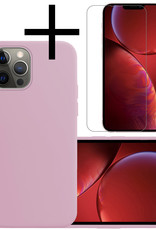 NoXx Hoes Geschikt voor iPhone 13 Pro Hoesje Cover Siliconen Back Case Hoes Met Screenprotector - Lila