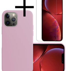 NoXx NoXx iPhone 13 Pro Hoesje Siliconen Met Screenprotector Met Dichte Notch - Lila