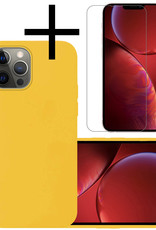 NoXx Hoes Geschikt voor iPhone 13 Pro Hoesje Cover Siliconen Back Case Hoes Met Screenprotector - Geel