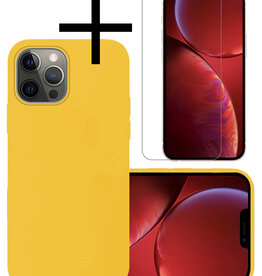 NoXx NoXx iPhone 13 Pro Hoesje Siliconen Met Screenprotector Met Dichte Notch - Geel