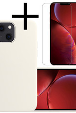 NoXx Hoes Geschikt voor iPhone 13 Hoesje Cover Siliconen Back Case Hoes Met Screenprotector - Wit