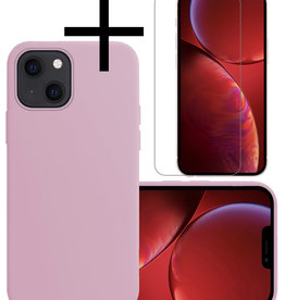 NoXx NoXx iPhone 13 Hoesje Siliconen Met Screenprotector Met Dichte Notch - Lila