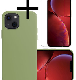 NoXx NoXx iPhone 13 Hoesje Siliconen Met Screenprotector Met Dichte Notch - Groen
