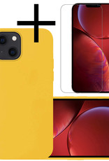 NoXx Hoes Geschikt voor iPhone 13 Hoesje Cover Siliconen Back Case Hoes Met Screenprotector - Geel