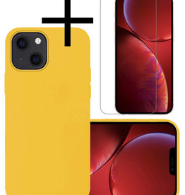 NoXx NoXx iPhone 13 Hoesje Siliconen Met Screenprotector Met Dichte Notch - Geel